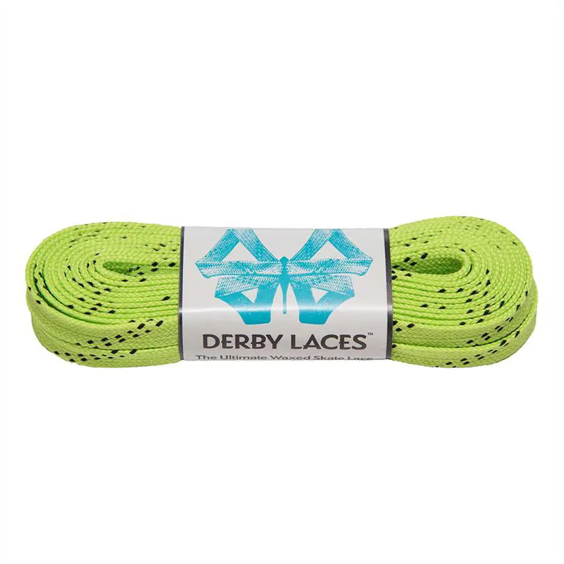 Derby Laces Waxed Skate Laces Lime Green With Black Tracer 1