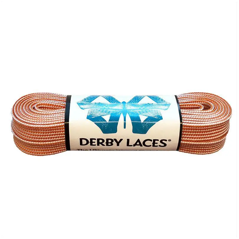 Derby Laces Waxed Skate Laces Orange And White Stripe 1