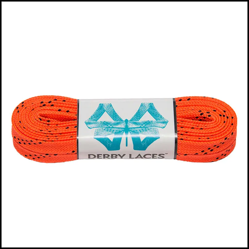 Derby Laces Waxed Skate Laces Orange With Black Tracer 1