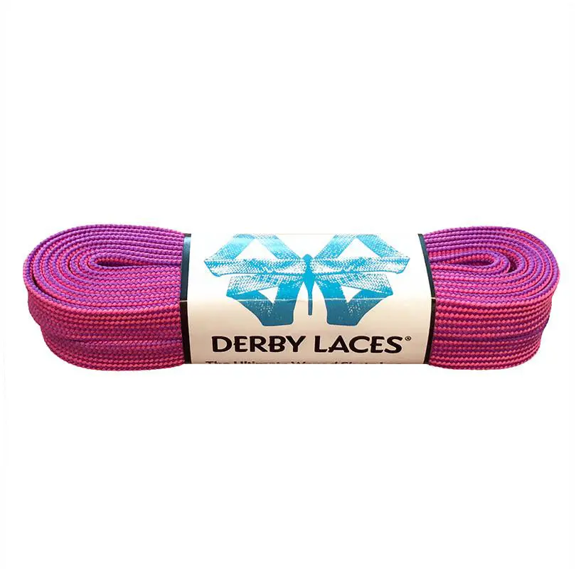 Derby Laces Waxed Skate Laces Pink And Purple Stripes 1