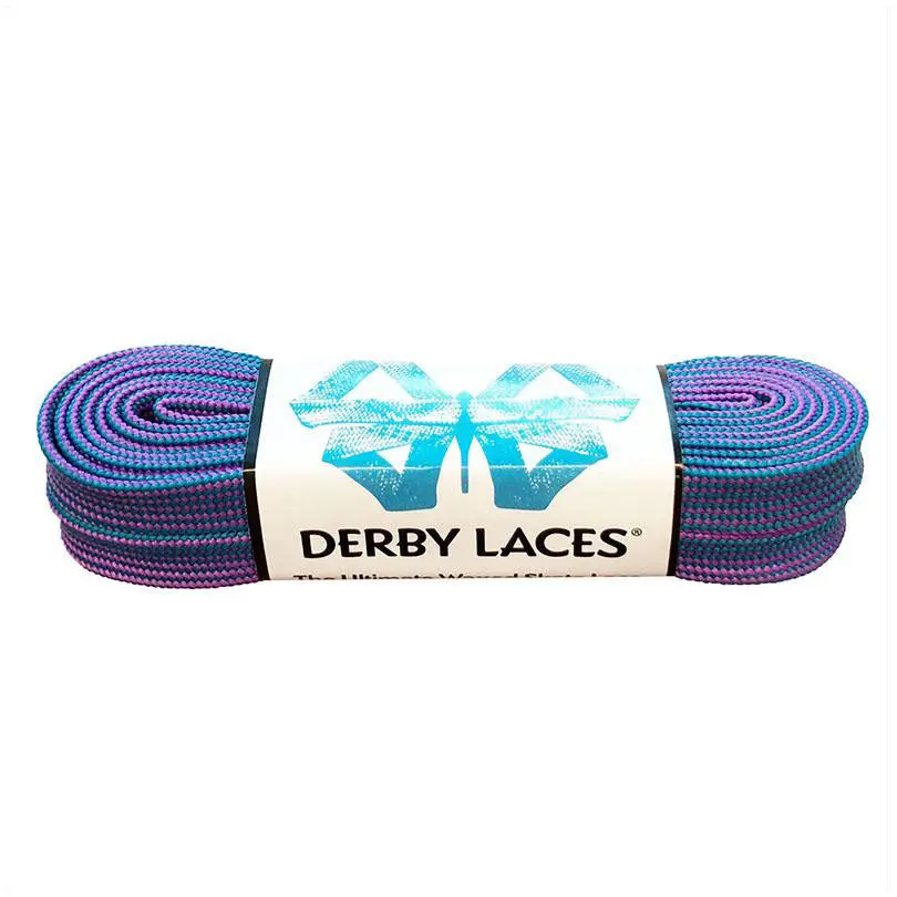 Derby Laces Waxed Skate Laces Purple And Teal Stripes 1