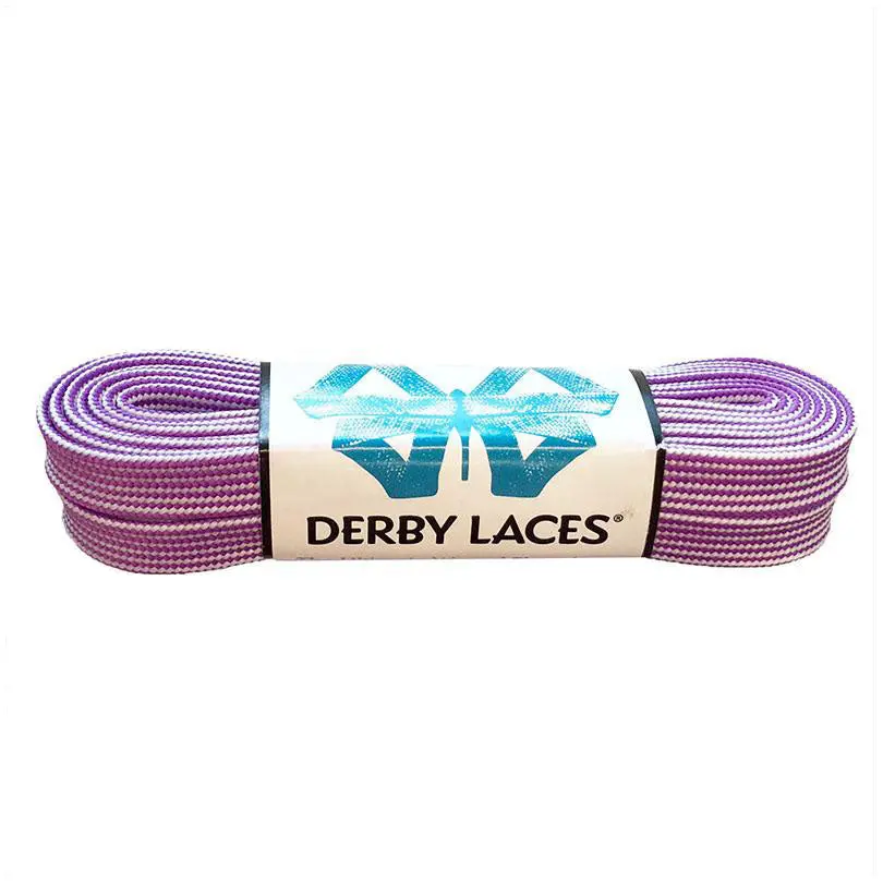 Derby Laces Waxed Skate Laces Purple And White Stripes 1