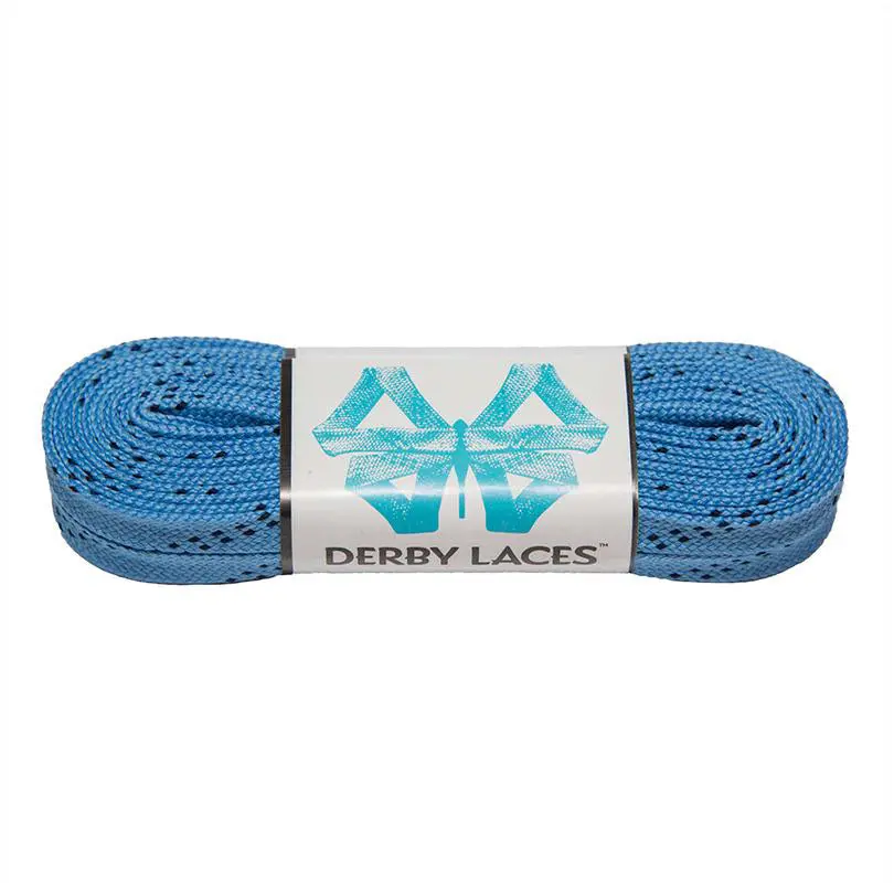Derby Laces Waxed Skate Laces Sky Blue With Black Tracer 1