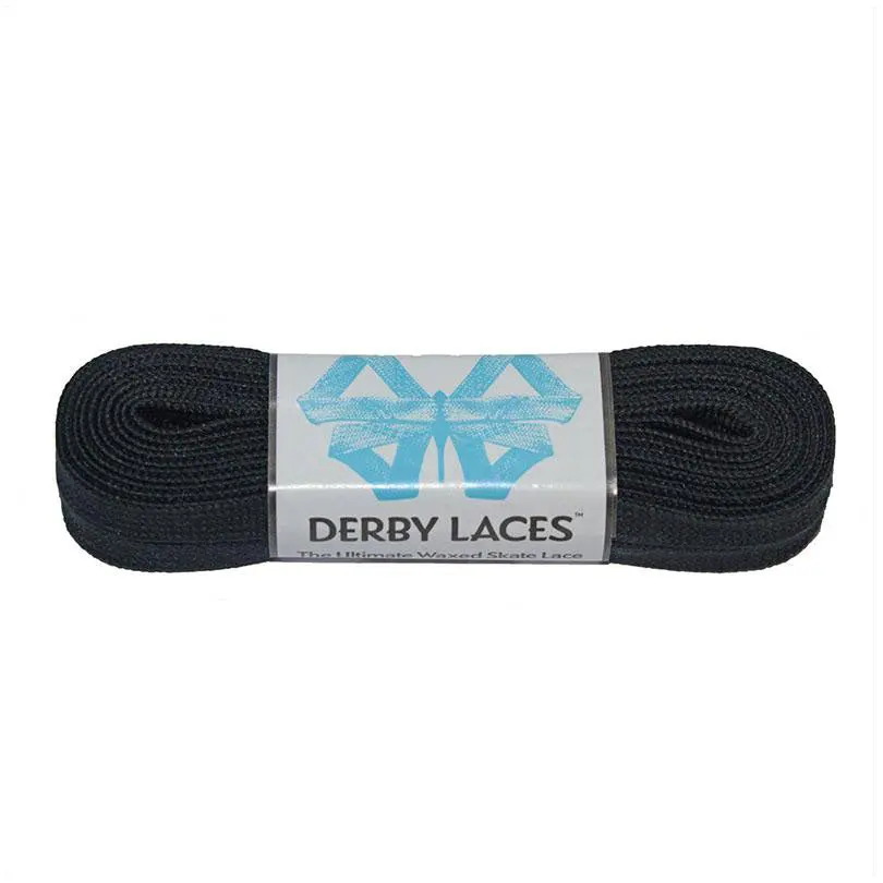 Derby Laces Waxed Skate Laces Solid Black 1