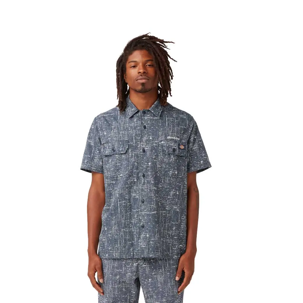 Dickies Embroidered S/S Work Shirt - Rinsed Ink 1