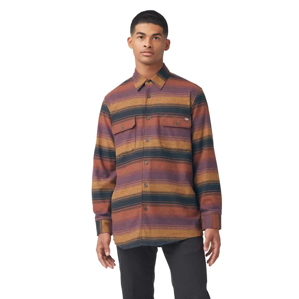 Dickies Regular Fit Flex Flannel Shirt - Wine Blanket 1