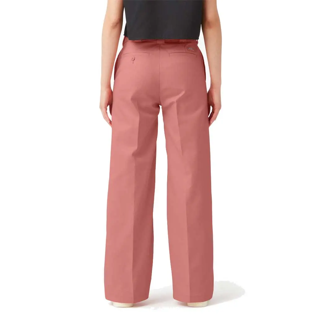Dickies Women's Wide Leg Work Pant - Stone Rosette 2