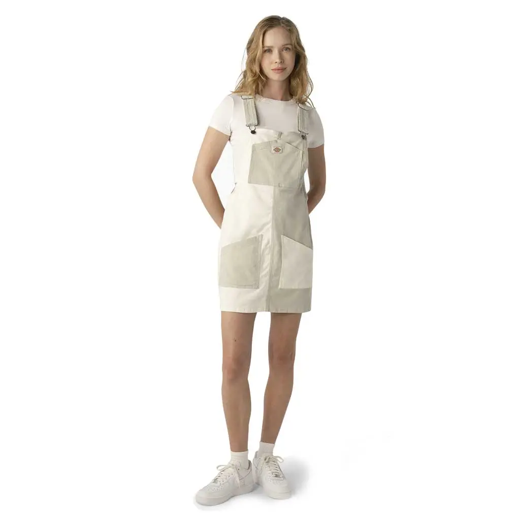Dickies Women's Twill Colorblock Bib Dress - Cloud/Desert Color Block 1