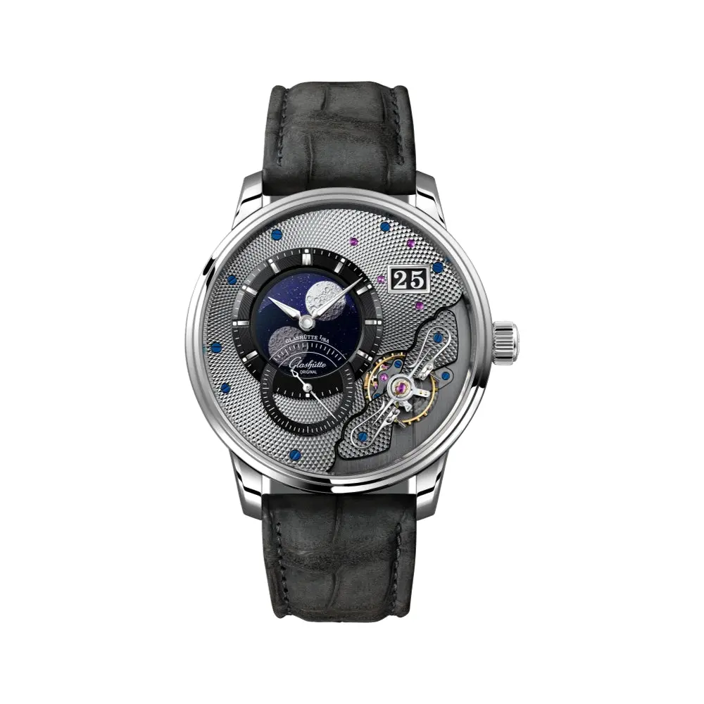 Panolunarinverse Limited Edition 42Mm - Galvanized Black On Leather Strap 1