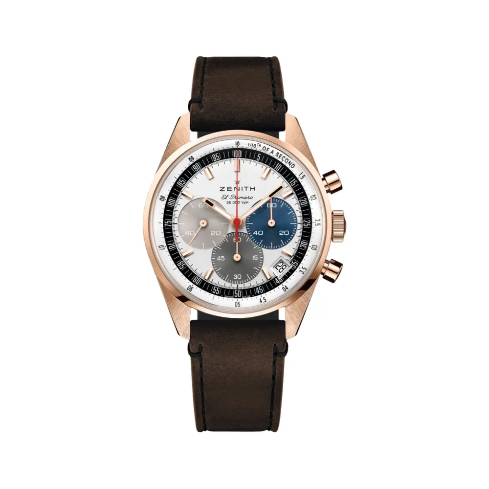 Chronomaster Original 18K Rose Gold 38Mm - White On Leather Strap 1