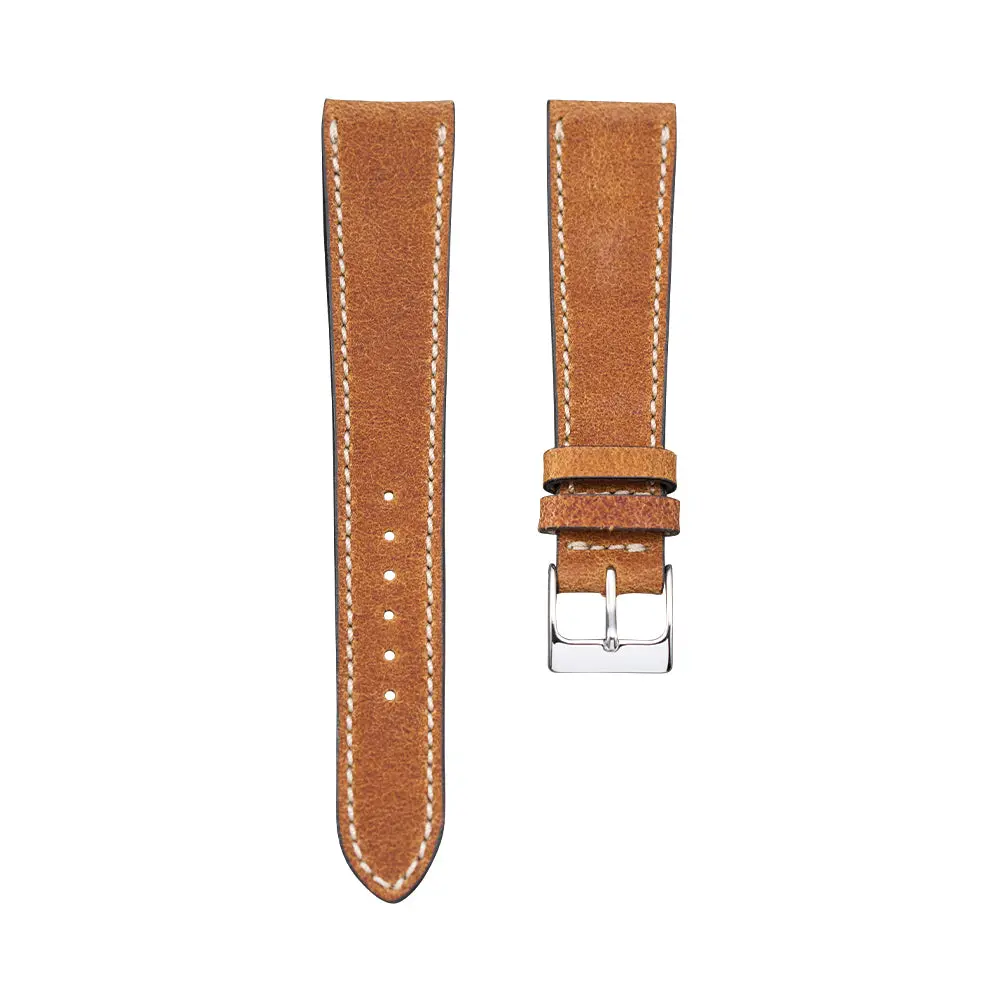 Camel Brown Distressed Nubuck Leather Strap 1