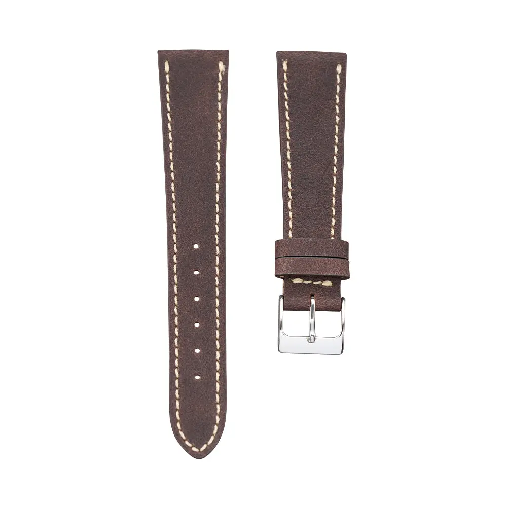 Chocolate Brown Distressed Nubuck Leather Strap 1