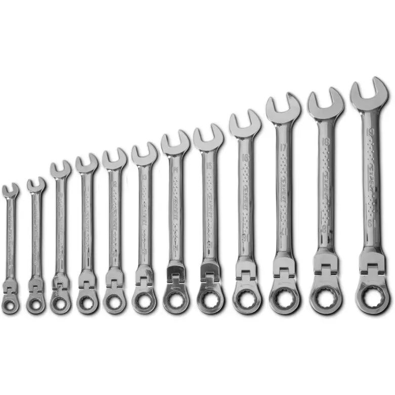 12-Pc. Metric Flex-Head Ratcheting Combination Wrench Set - 12-Pt. 1
