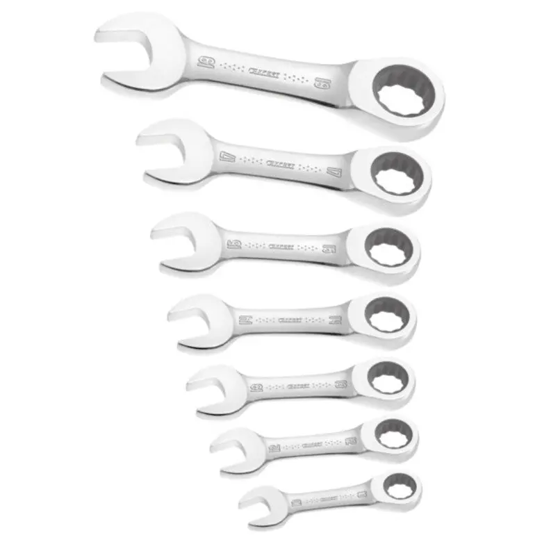 7-Pc. Metric Stubby Ratcheting Wrench Set - 12-Pt. 1