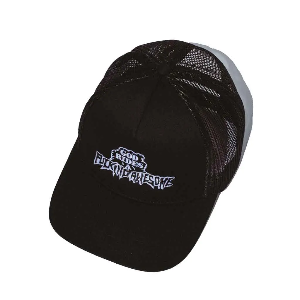 Fucking Awesome God Rides Fa Trucker Hat - Black 1