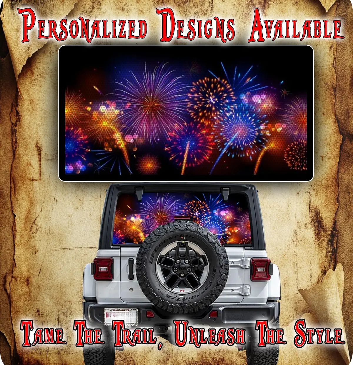 Fire Works Rear Window See Through Graphic. 1