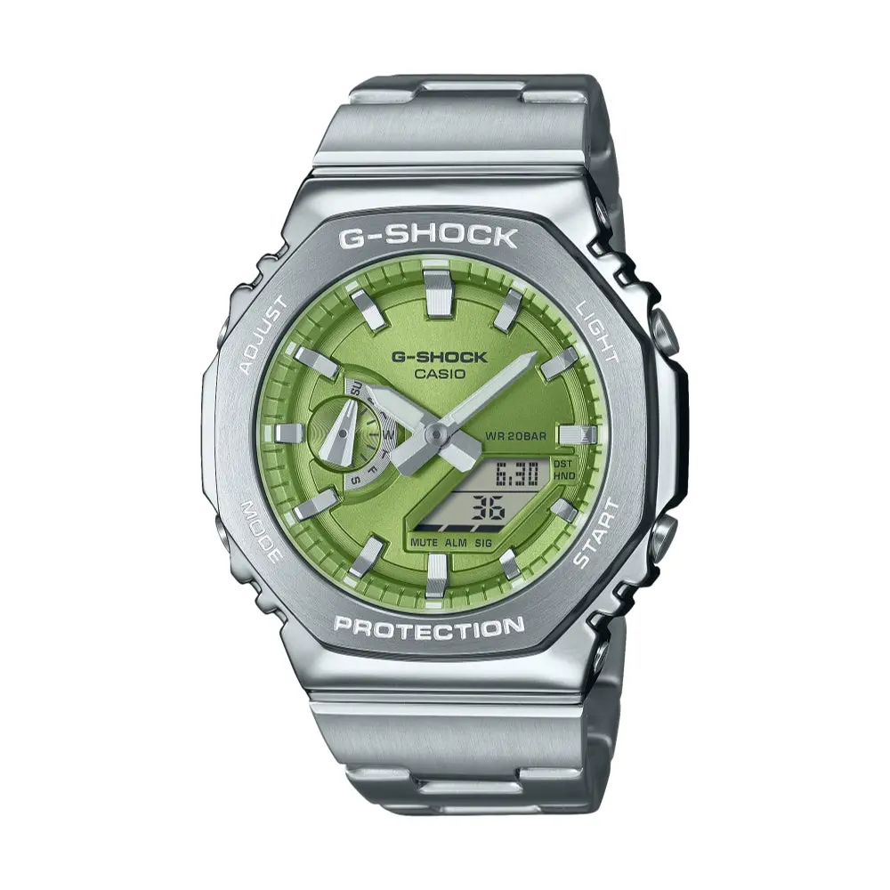 Gm-2110D-3A G-Steel 44.4Mm - Green On Bracelet 1