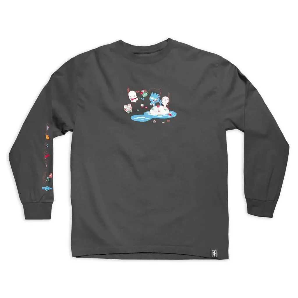 Girl X Sanrio Fishing L/S T-Shirt - Charcoal 1