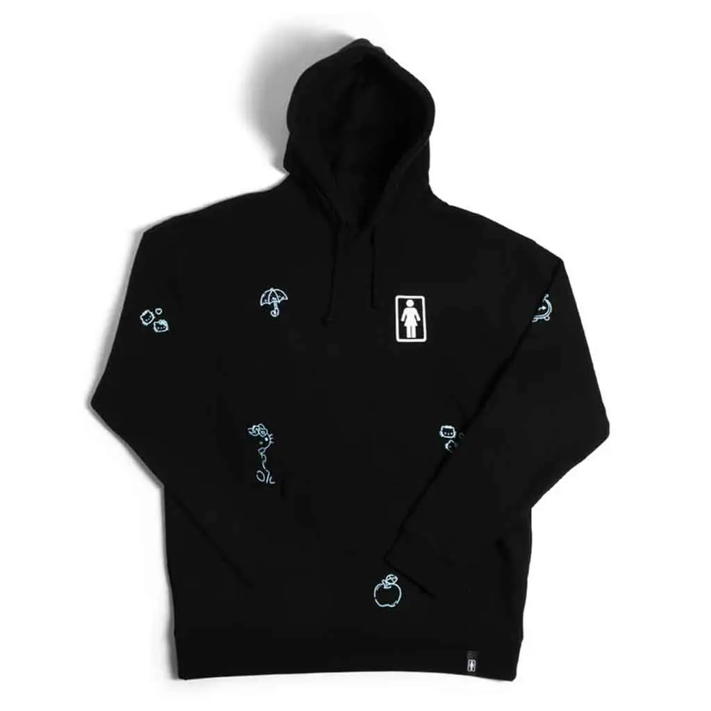 Girl X Sanrio All Over P/O Hood - Black 1