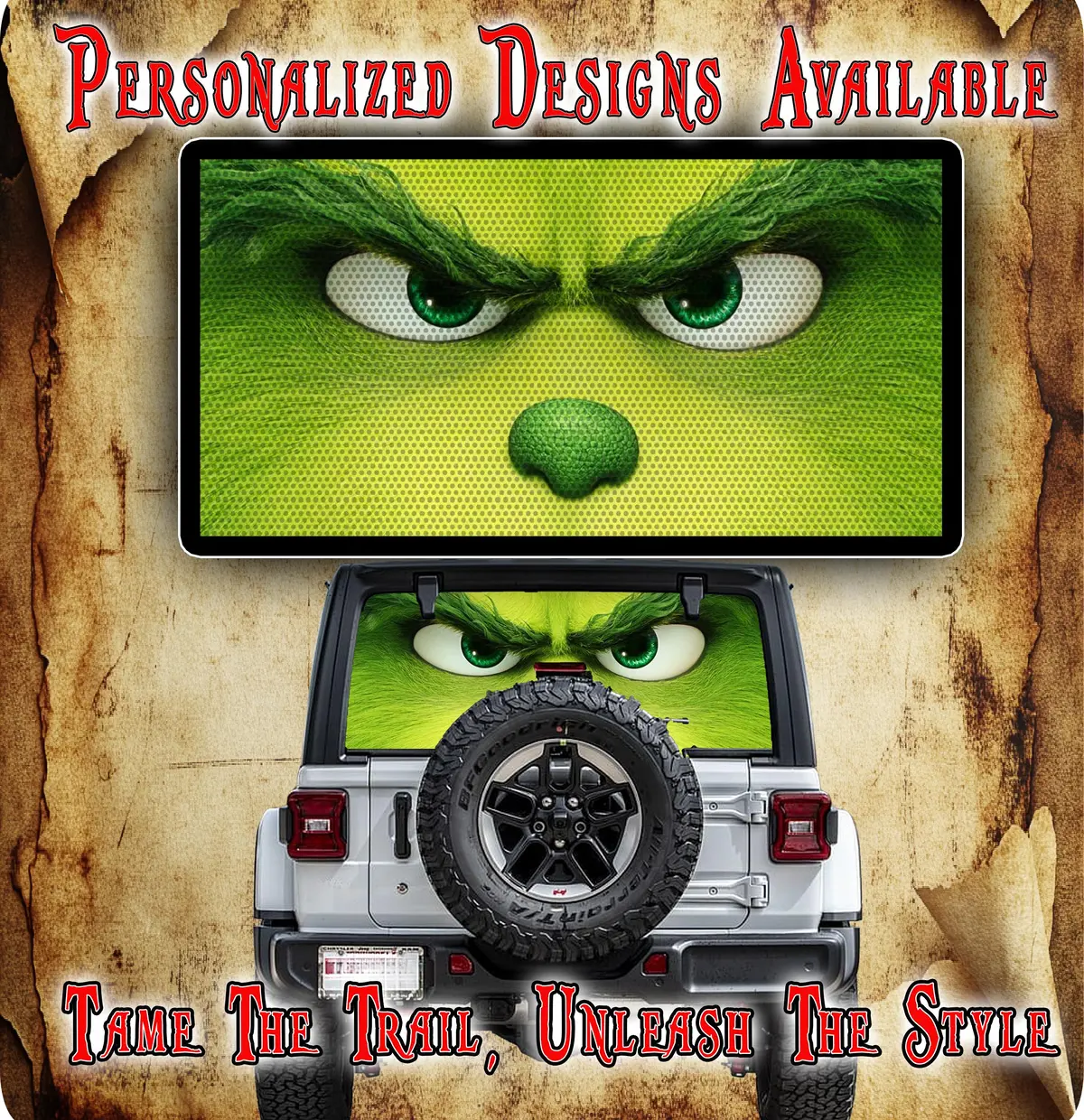 Grinch Rear Window See Through Graphic. 1