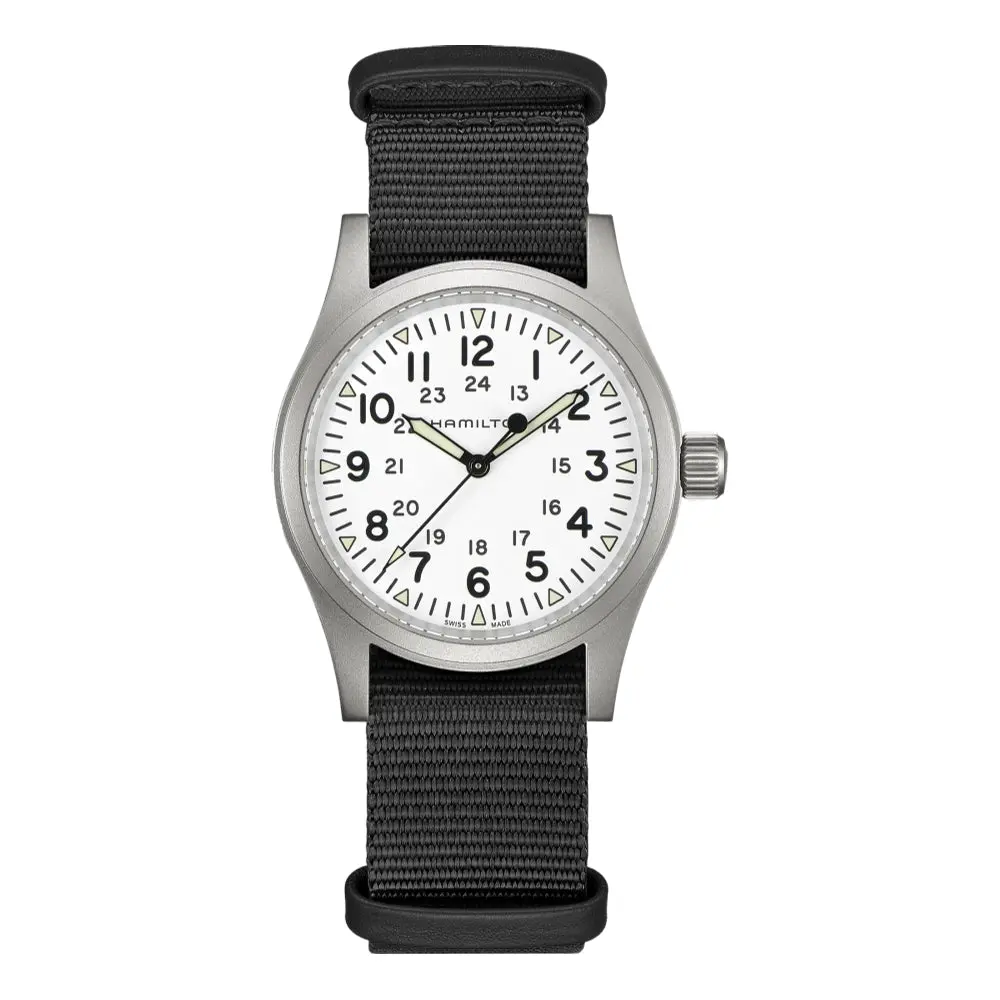 Khaki Field Mechanical 38Mm - White On Textile Strap 1