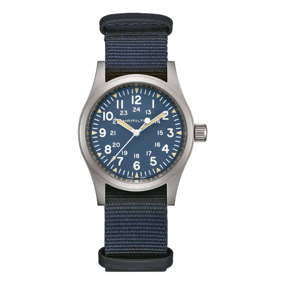 Khaki Field Mechanical 38Mm - Blue On Textile Strap 1