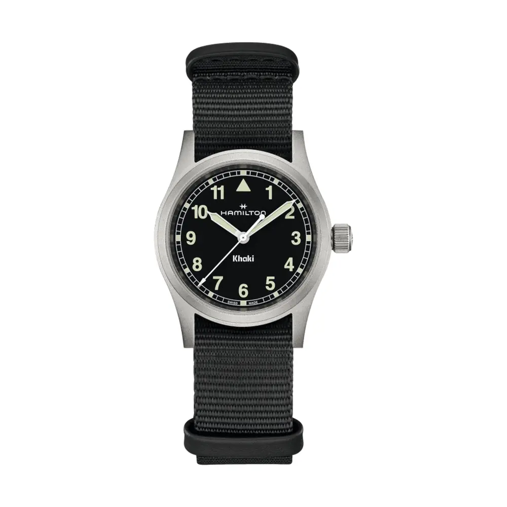 Khaki Field Quartz 33Mm - Black On One-Piece Textile Strap 1