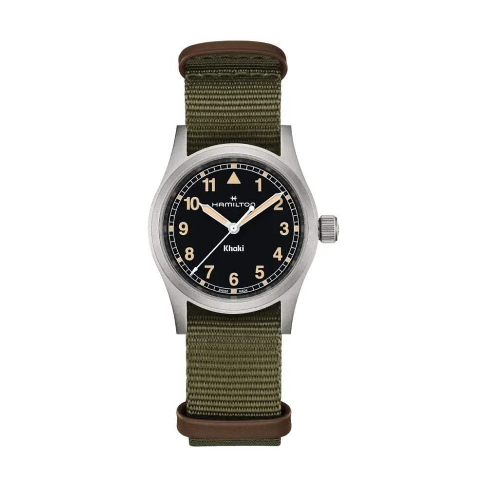Khaki Field Quartz 33Mm - Black On One-Piece Textile Strap 1