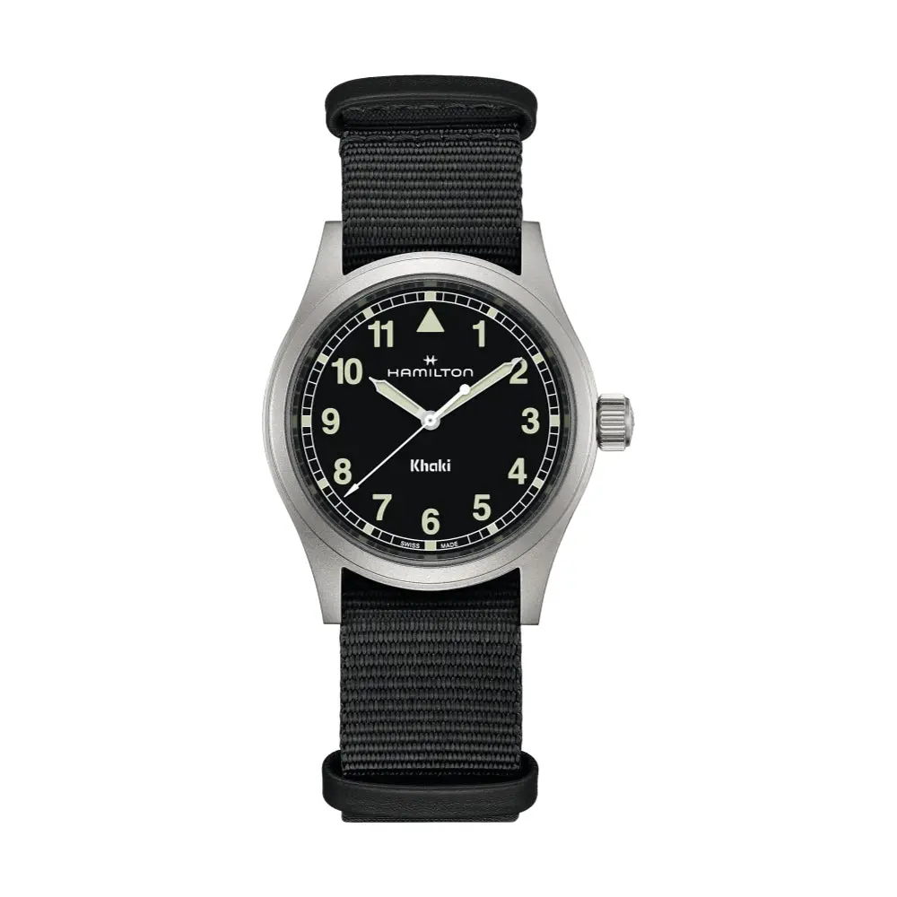 Khaki Field Quartz 38Mm - Black On One-Piece Textile Strap 1