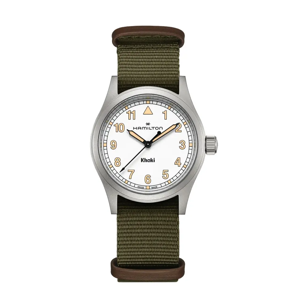 Khaki Field Quartz 38Mm - White On One-Piece Textile Strap 1