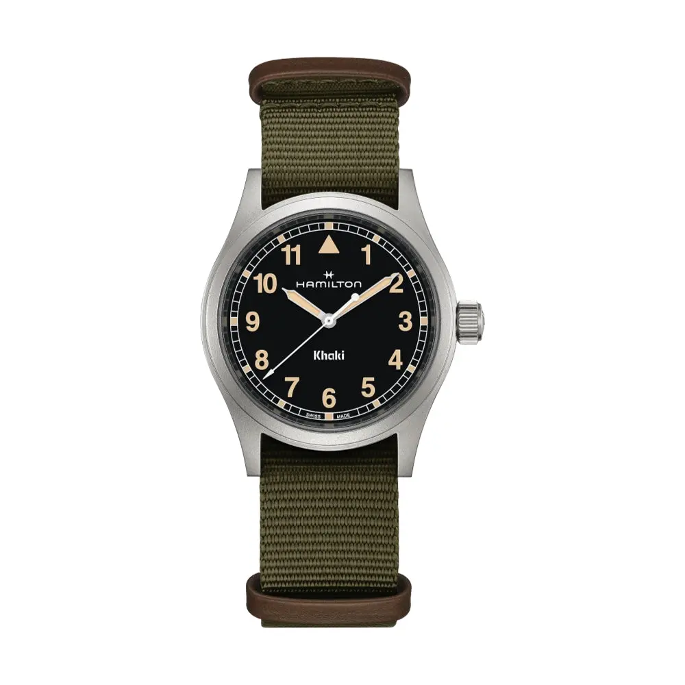 Khaki Field Quartz 38Mm - Black On One-Piece Textile Strap 1