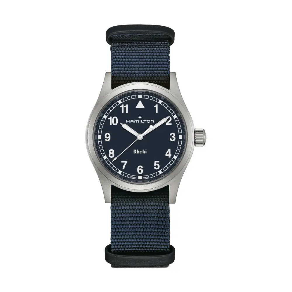 Khaki Field Quartz 38Mm - Blue On One-Piece Textile Strap 1