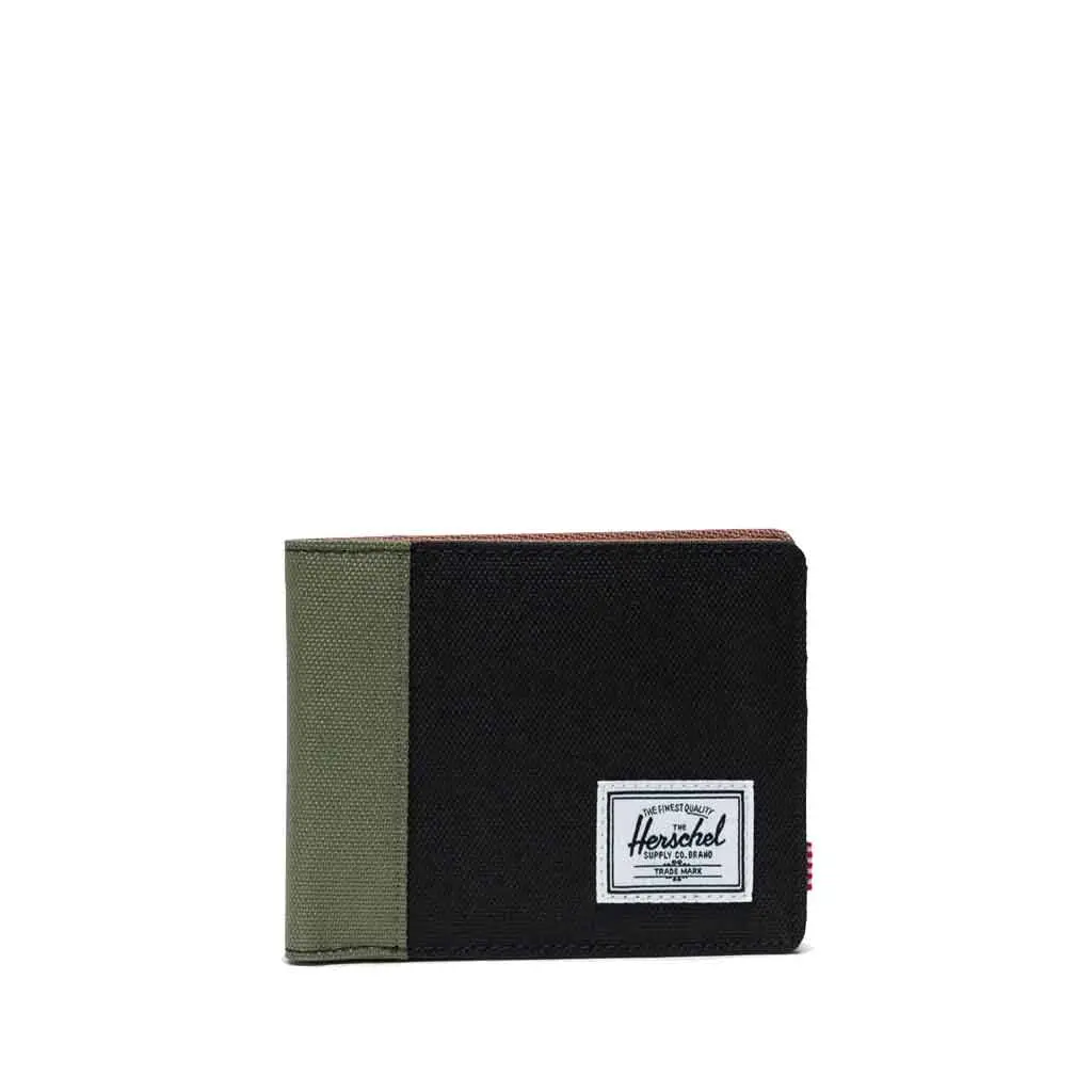 Herschel Roy Coin Wallet -  Black/Four Leaf Clvr/Sddle Brn 1