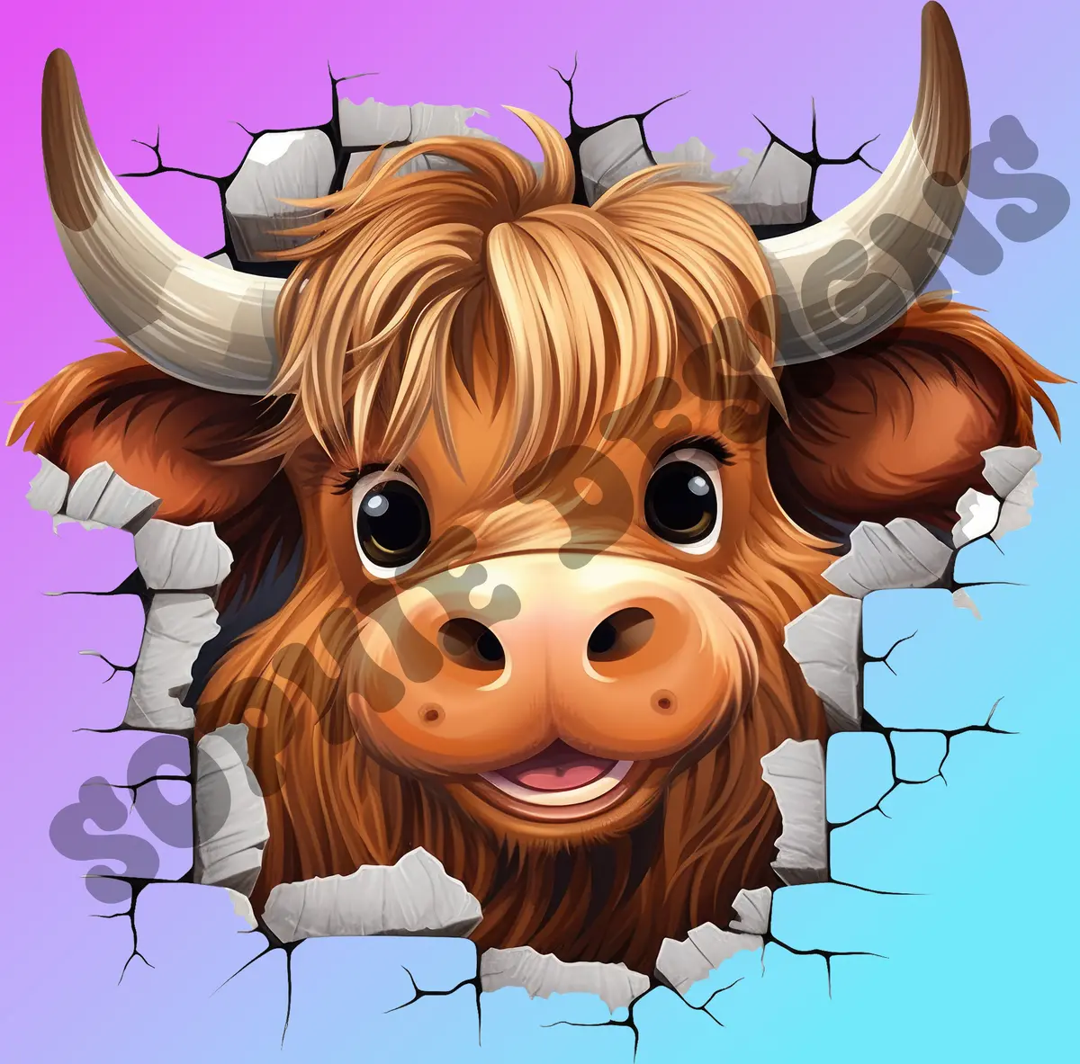 Highland Cow Head Digitial Download 1