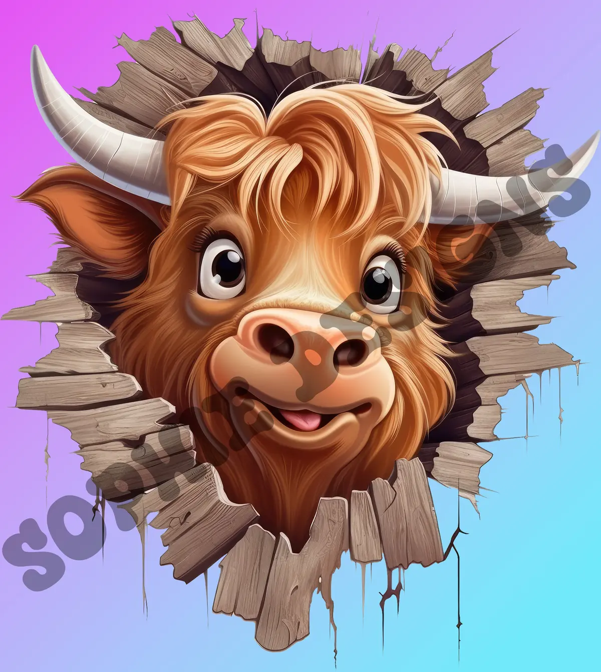 Highland Cow Head Digitial Download 1