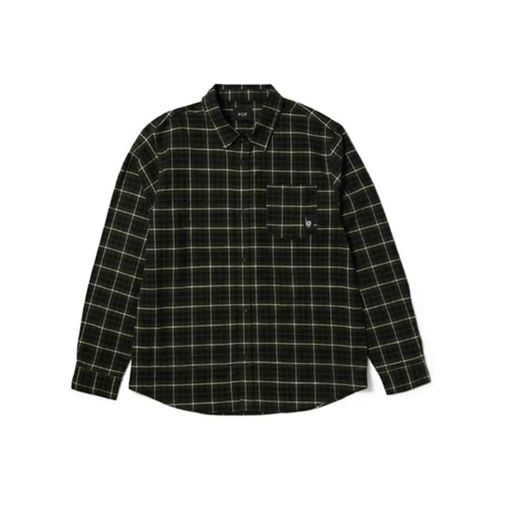 Huf Modal L/S Plaid Shirt - Olive 1
