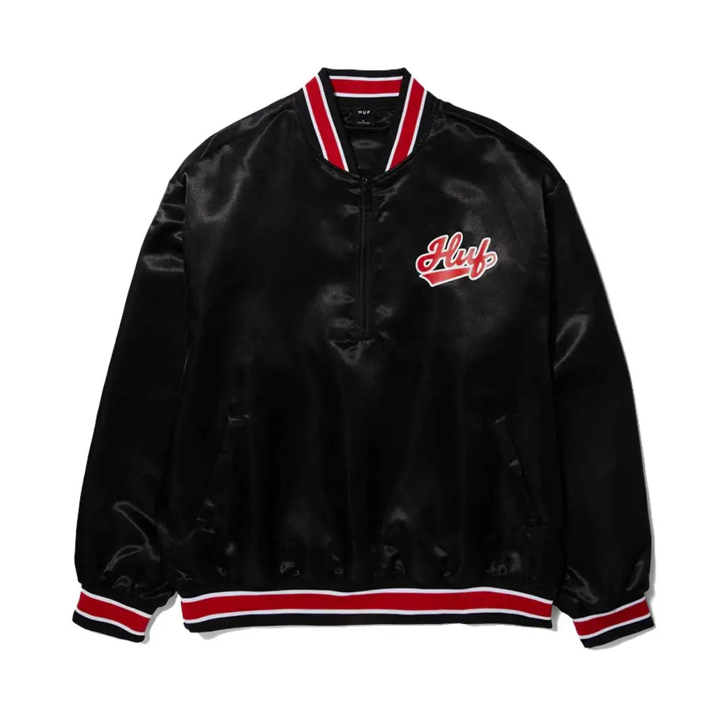 Huf Pop Fly Satin Baseball Jacket - Black 1