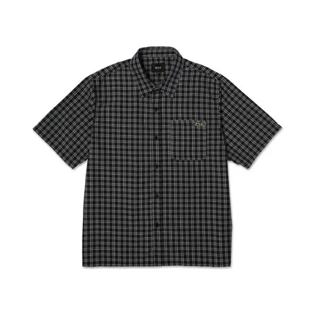 Huf Stretch Micro Plaid S/S Shirt - Black 1