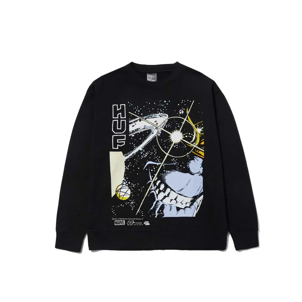 Huf X Avengers Thanos Eye Washed Crewneck - Washed Black 1