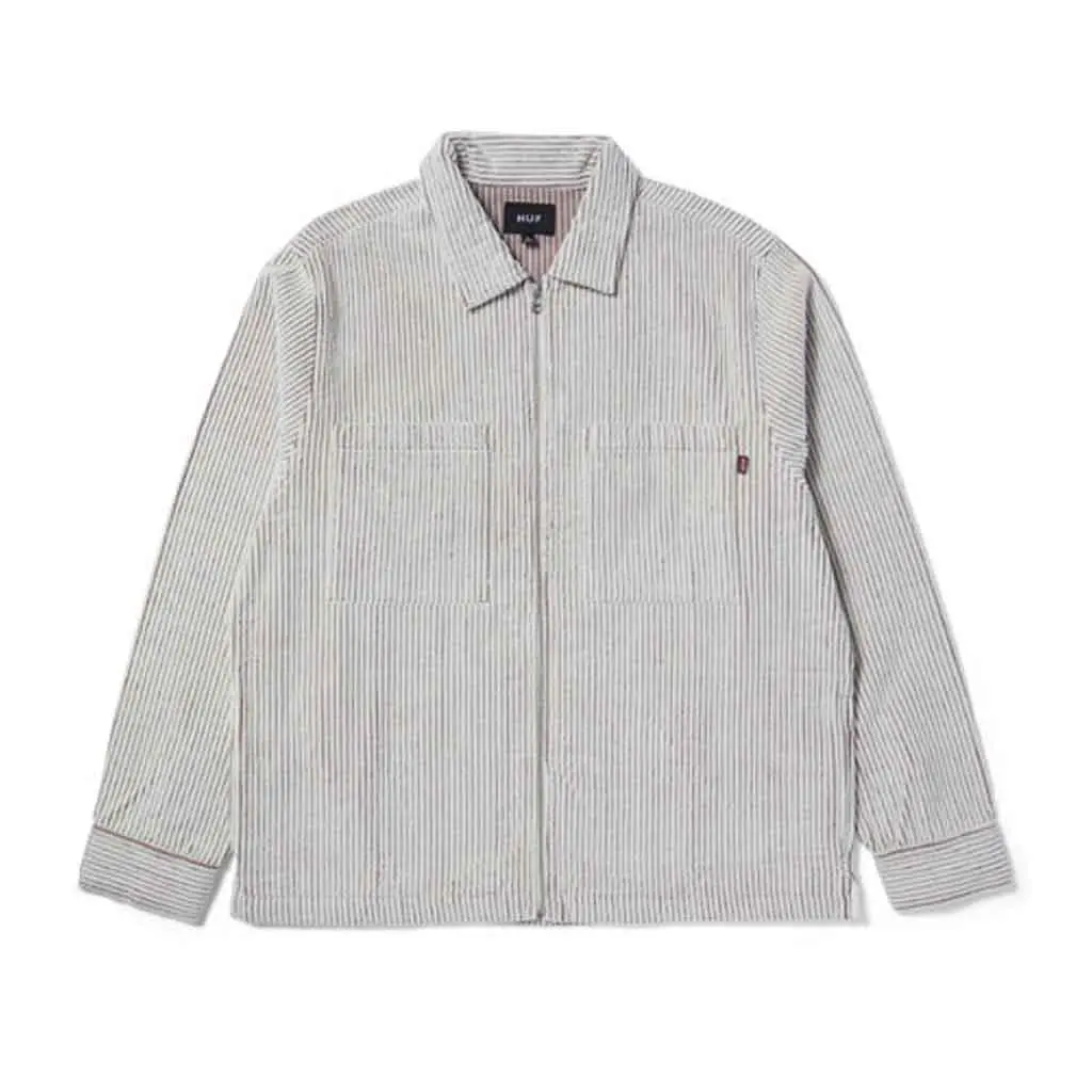 Huf Two Tone Corduroy Zip Shacket - Natural 1
