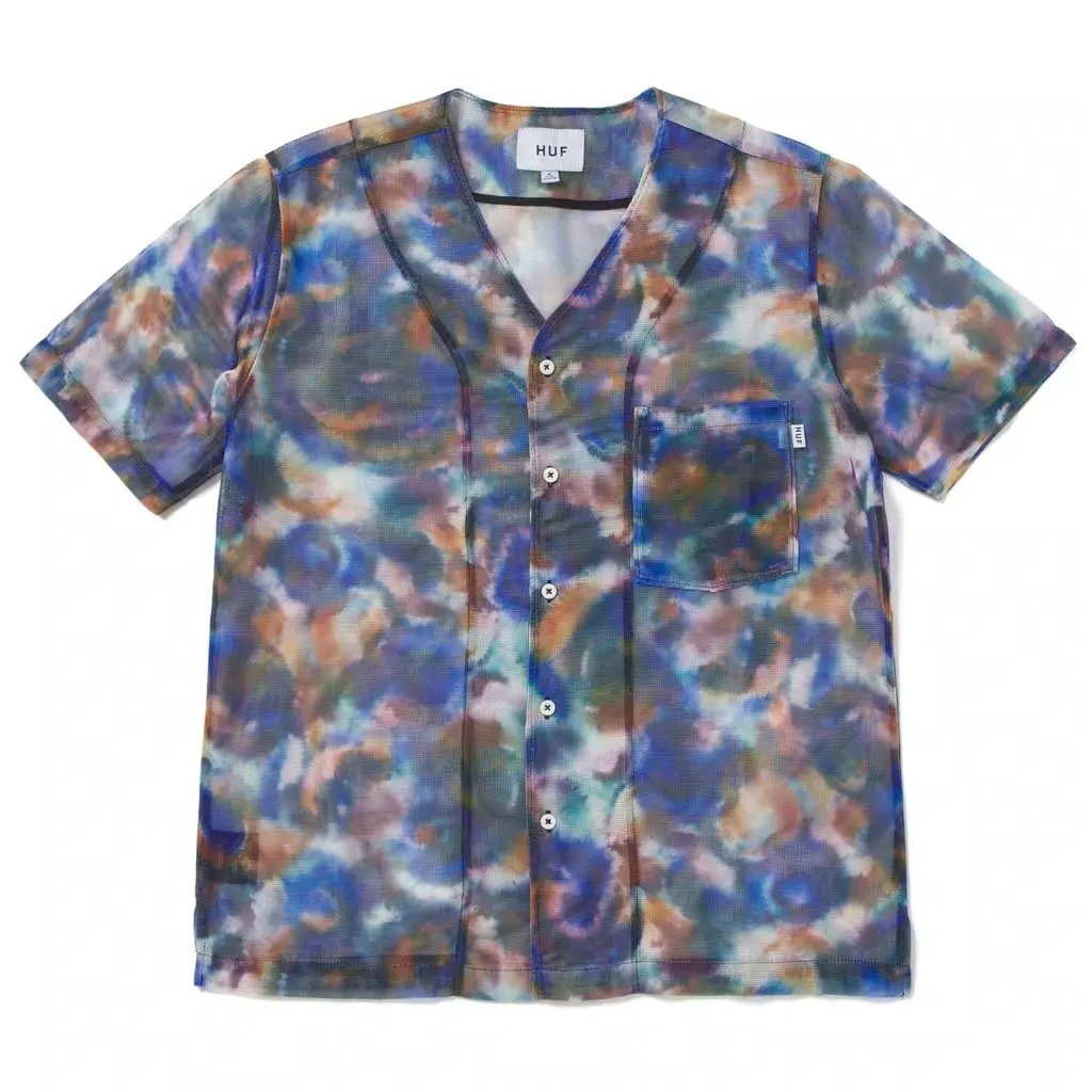 Huf Women's Tie Dye S/S Mesh Top - Blue 1