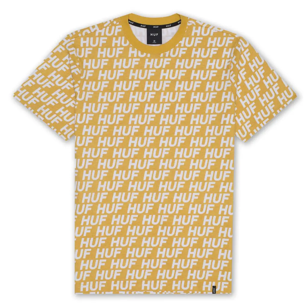 Huf Transit Logo All Over S/S Tee - Mineral Yellow 1