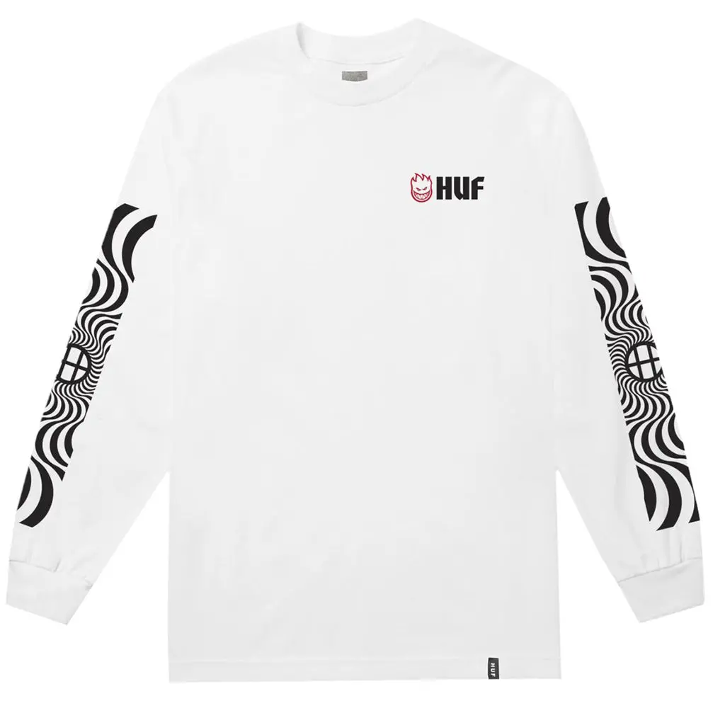Huf X Spitfire Swirl L/S Tee - White 1