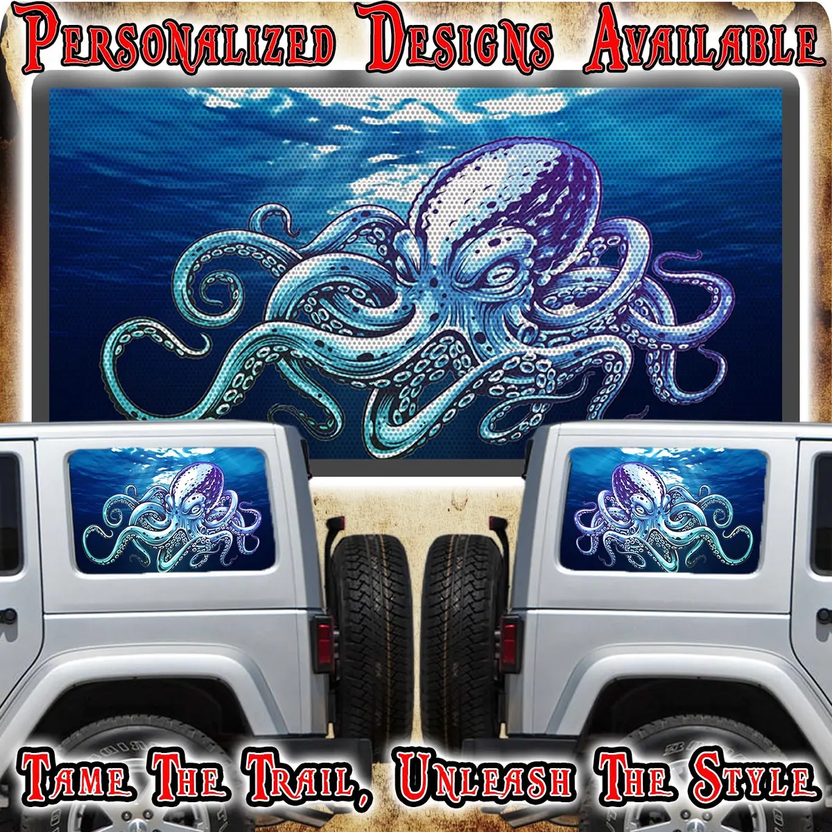 Octopus Rear Quarter Window See Through Graphic. 1