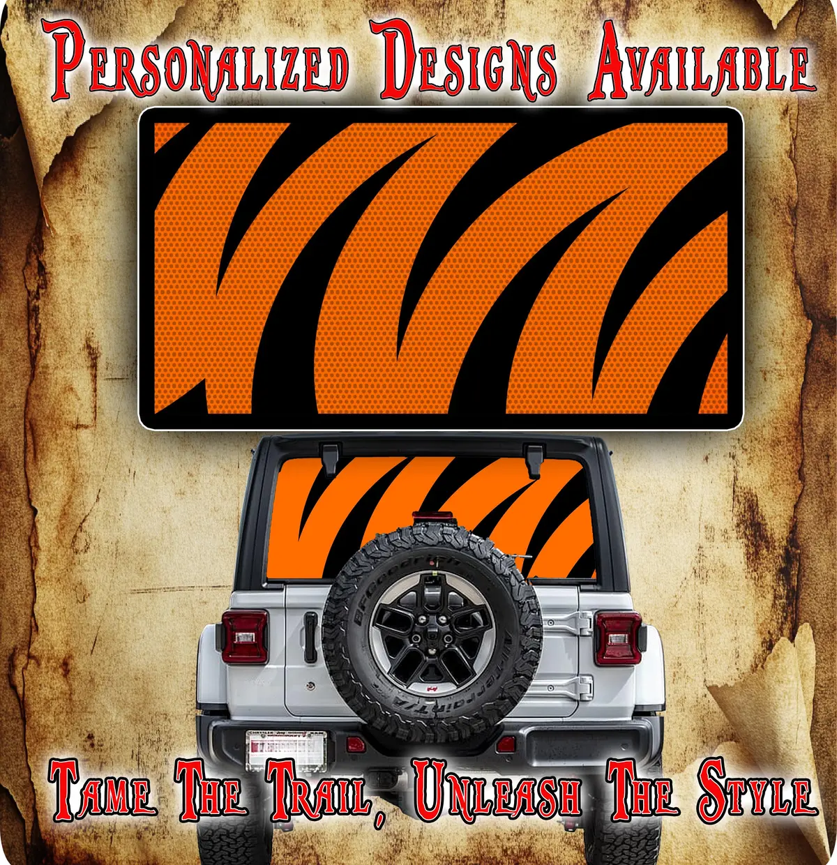 Tiger Strips Rear Window See Through Graphic. 1