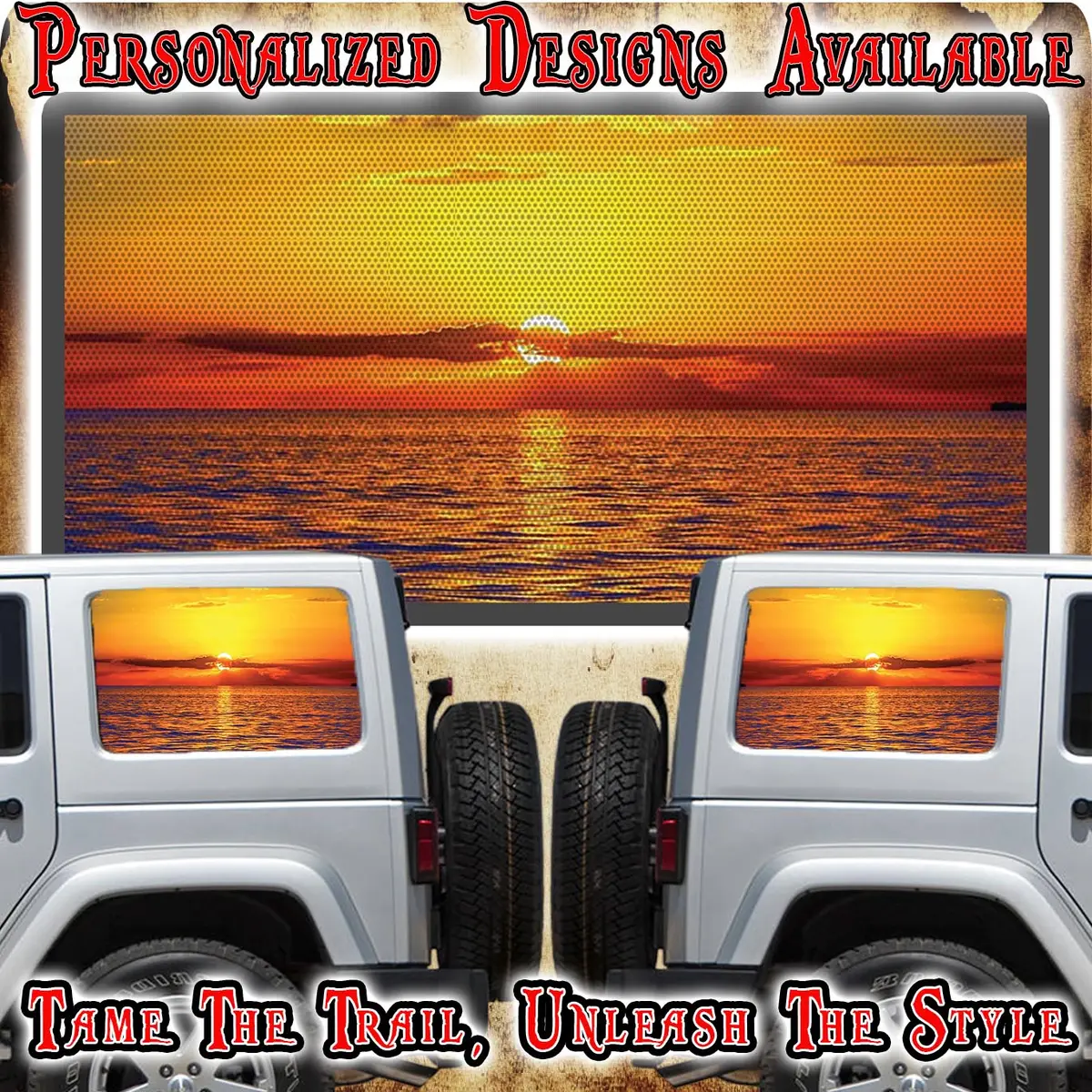 Amazing Sunset Rear Quarter Window See Through Graphic. 1