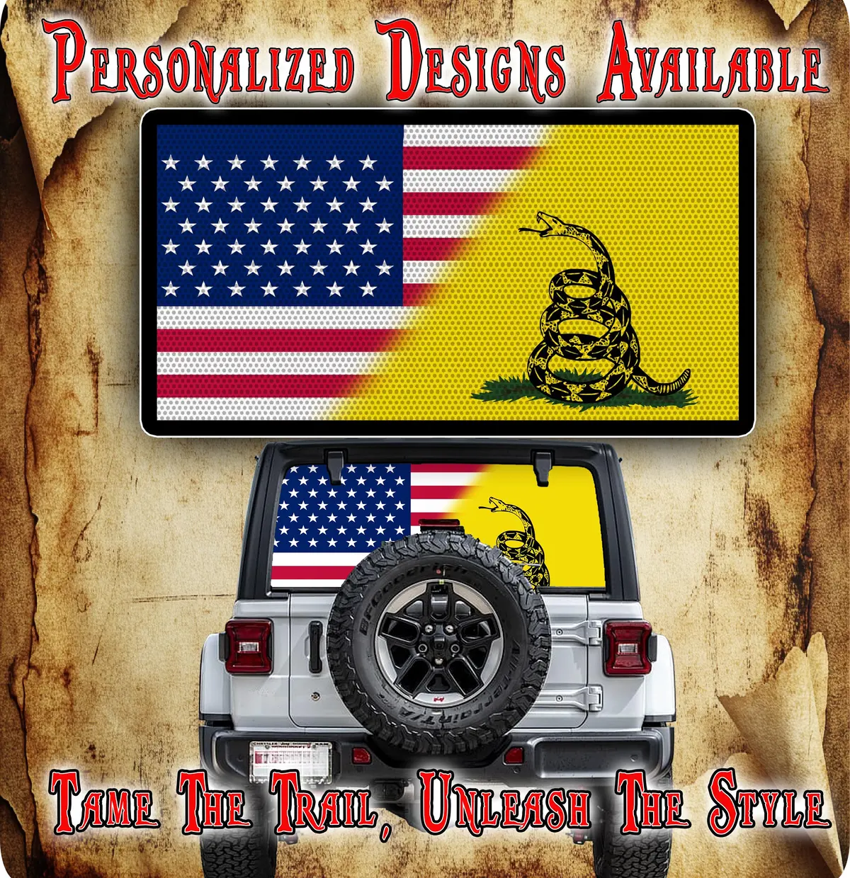 American Flag Rear Window See Through Graphic. 1