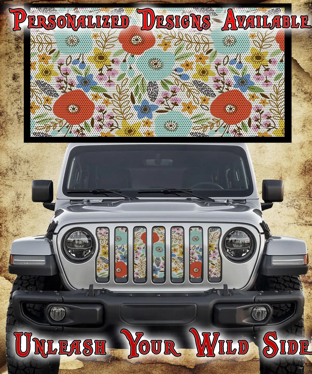 Whimsical Flowers Grille Insert 1
