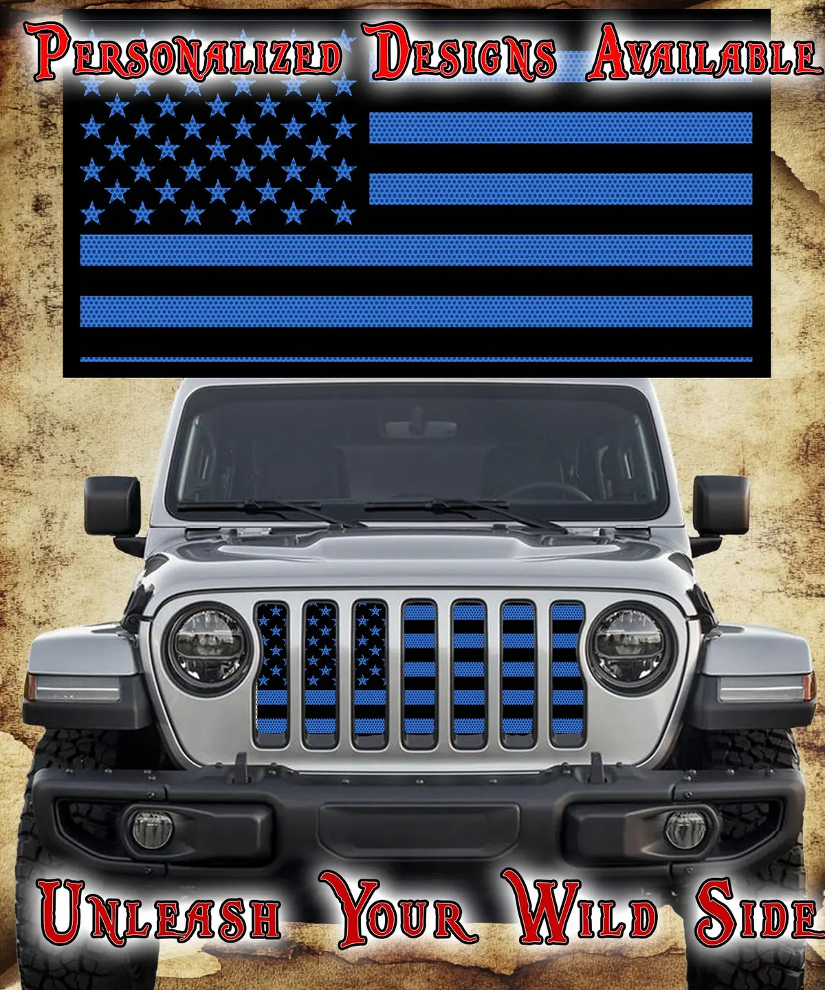 Blue And Black Flag Grill Insert 1