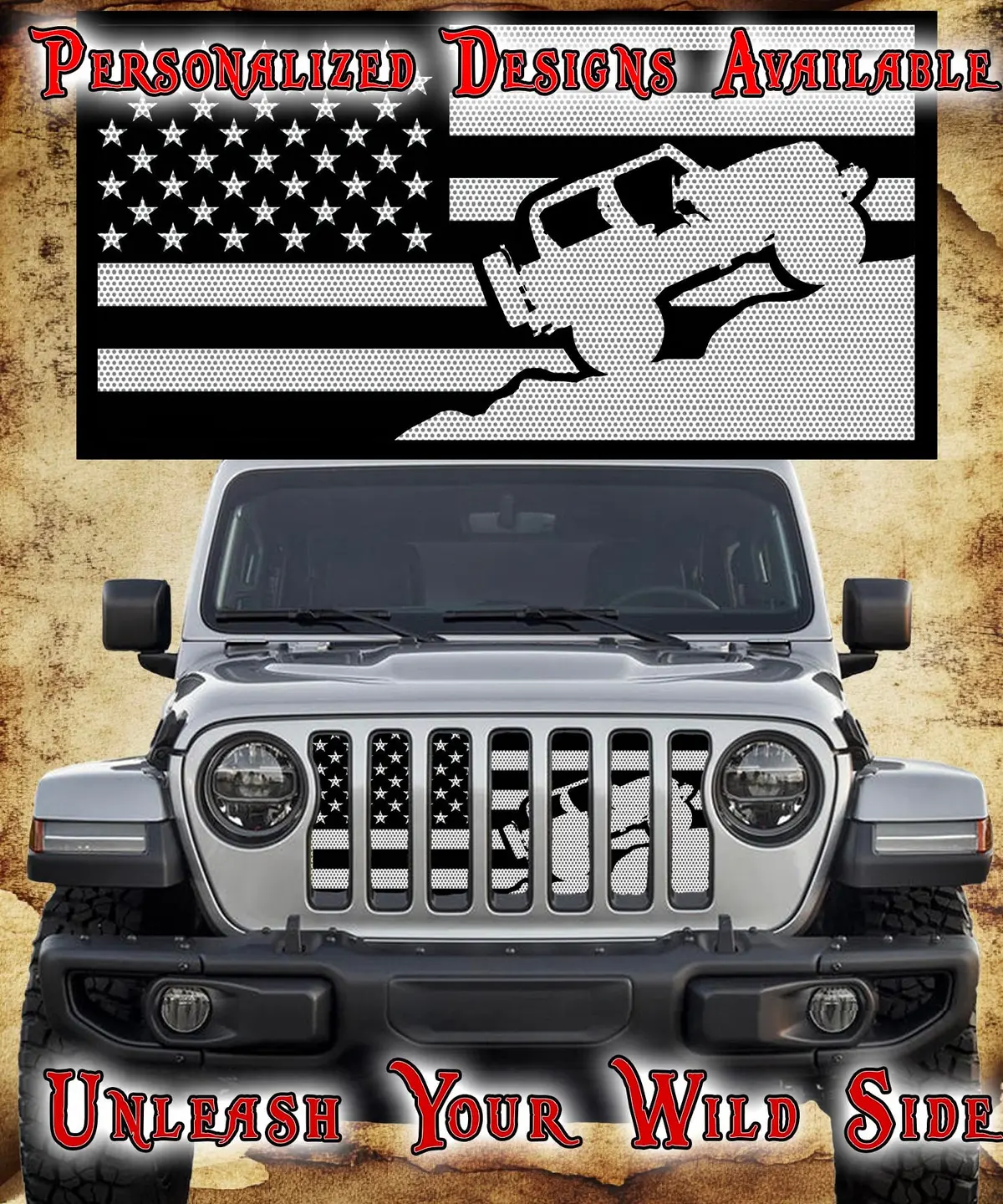 Black And White Crawler Flag Grill Insert 1